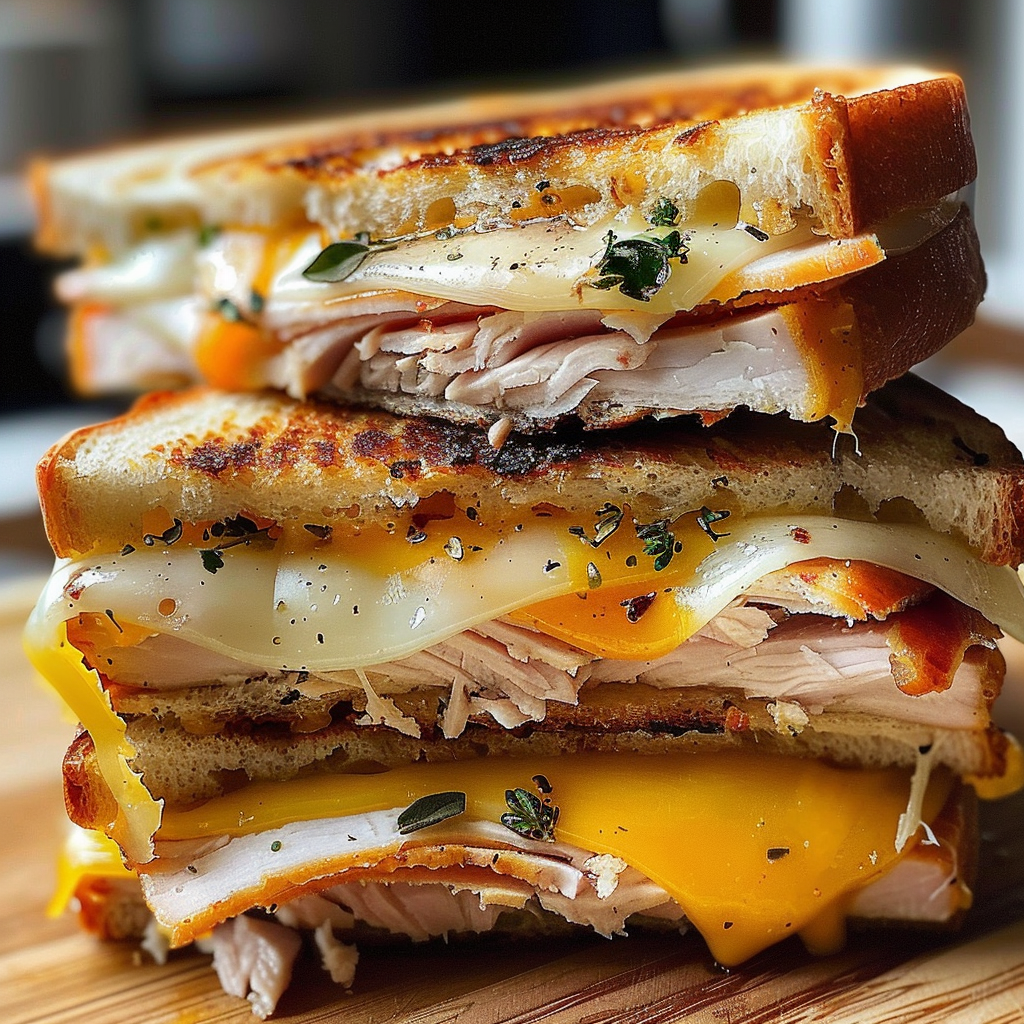 Smoked turkey and cheddar sandwich